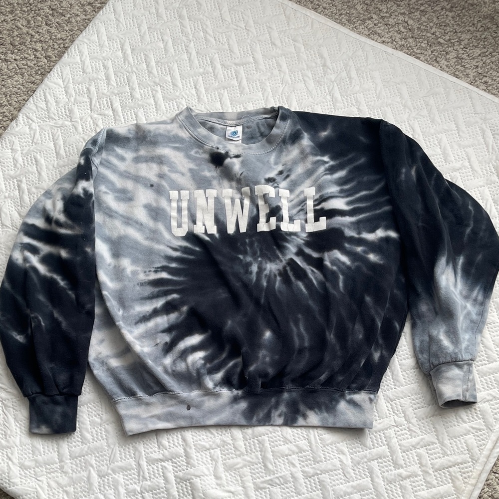 UNWELL/colortone Black and Gray Tie-Dye womens sweatshirt